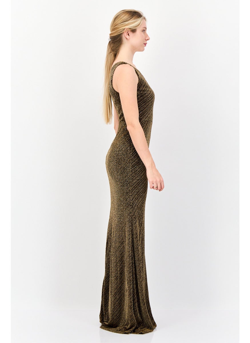 Lulus Women Metallic One-Shoulder Maxi Dress, Gold  - Image 2
