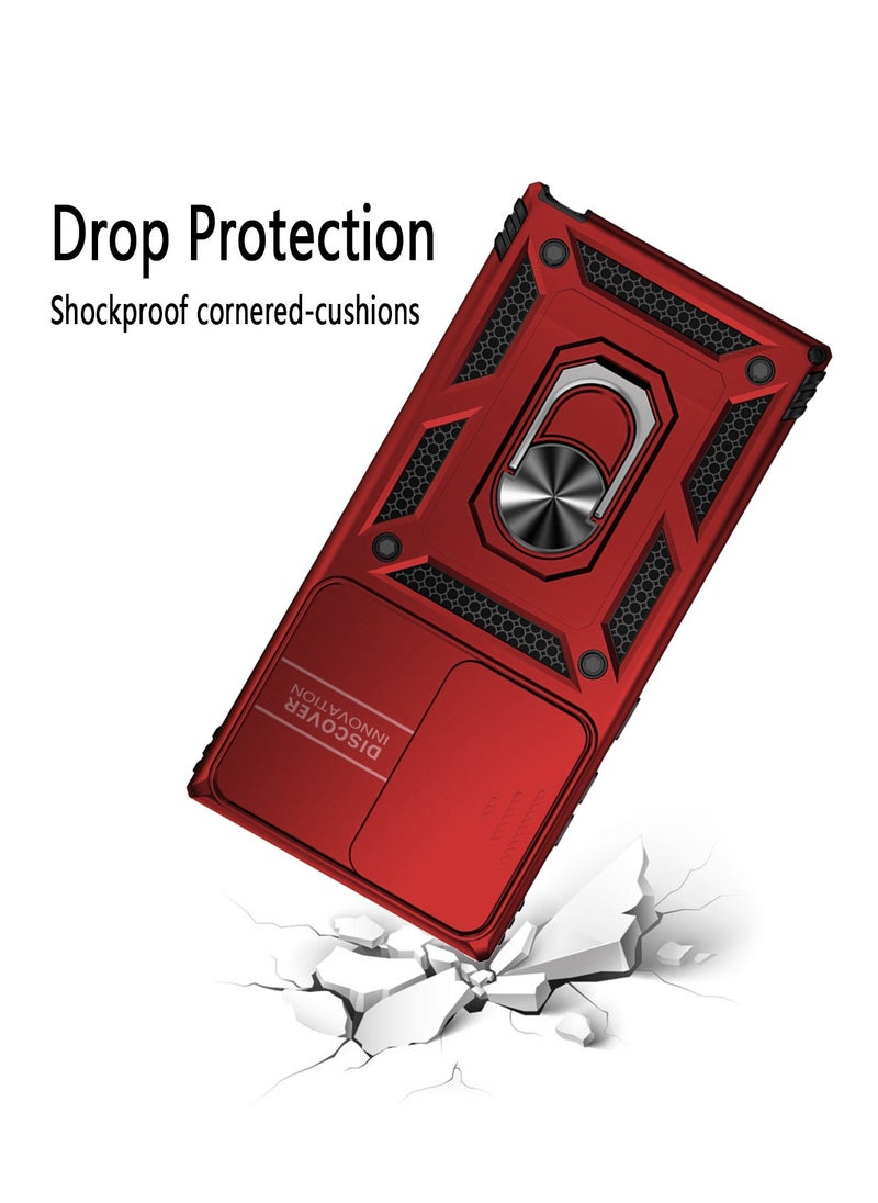 X-level - Samsung Galaxy S24 Ultra Case Cover Shockproof Anti-Drop Protection Built-in Slide Anti-Scratch Camera Lens Back Cover 360 Degree Rotating Ring Kickstand Phone Shell Accessory - Image 1