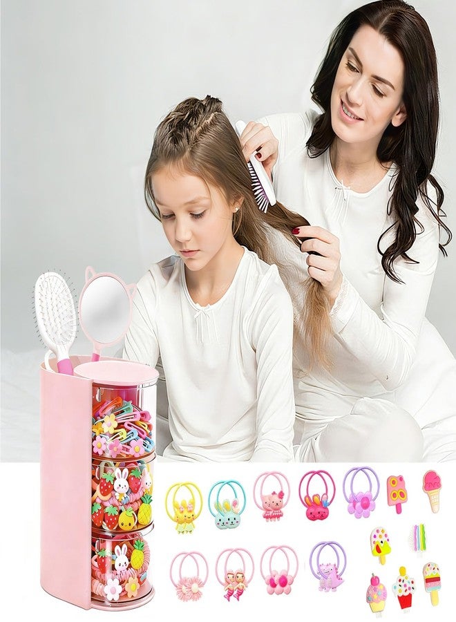 Sawvolker Hair Accessories Organizer with Hair Brush Holder,3-Layer Rotatable Makeup Organizer Box Jewelry Storage Box for Necklaces, Earring, Bracelet, Ring, Makeup Brushes, Hair Clip, Desktop Organizer Case - Image 2