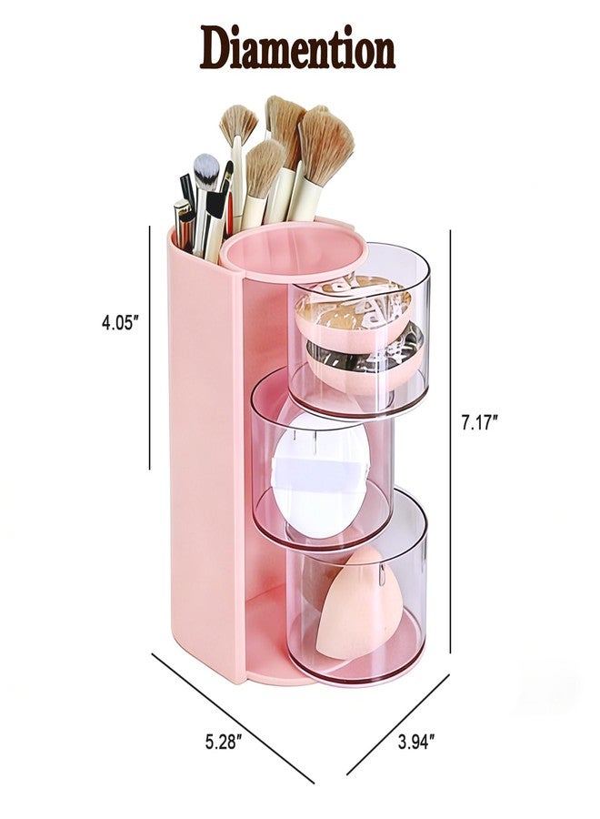 Sawvolker Hair Accessories Organizer with Hair Brush Holder,3-Layer Rotatable Makeup Organizer Box Jewelry Storage Box for Necklaces, Earring, Bracelet, Ring, Makeup Brushes, Hair Clip, Desktop Organizer Case - Image 3