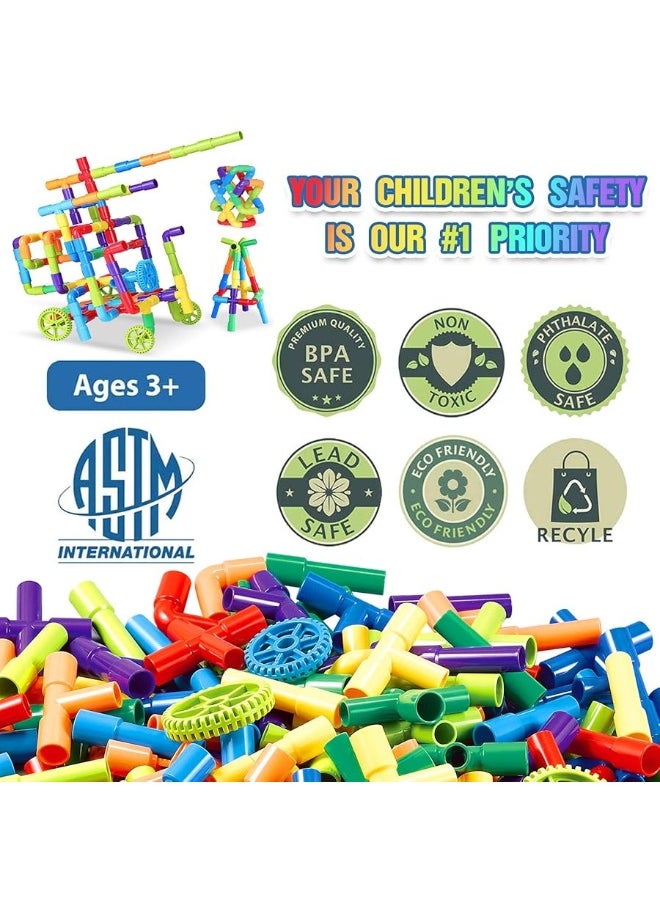 EP EXERCISE N PLAY EP EXERCISE N PLAY Kids STEM Educational Toys Creative Tube Locks Construction Kit Pipe Building Sets Preschool Learning Toys, Present Gift for Kids Boys and Girls 3+, 250 Pieces  - Image 2