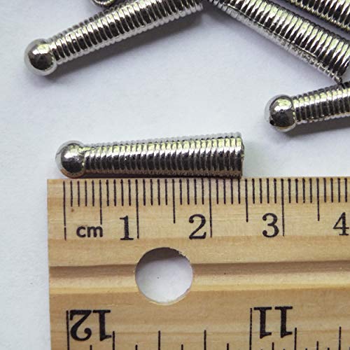 SeedBeadExplosion Bolo Tie Tips Silvertone Heavy Ridged Ball Style 25mm Long Pk/10 - Image 3