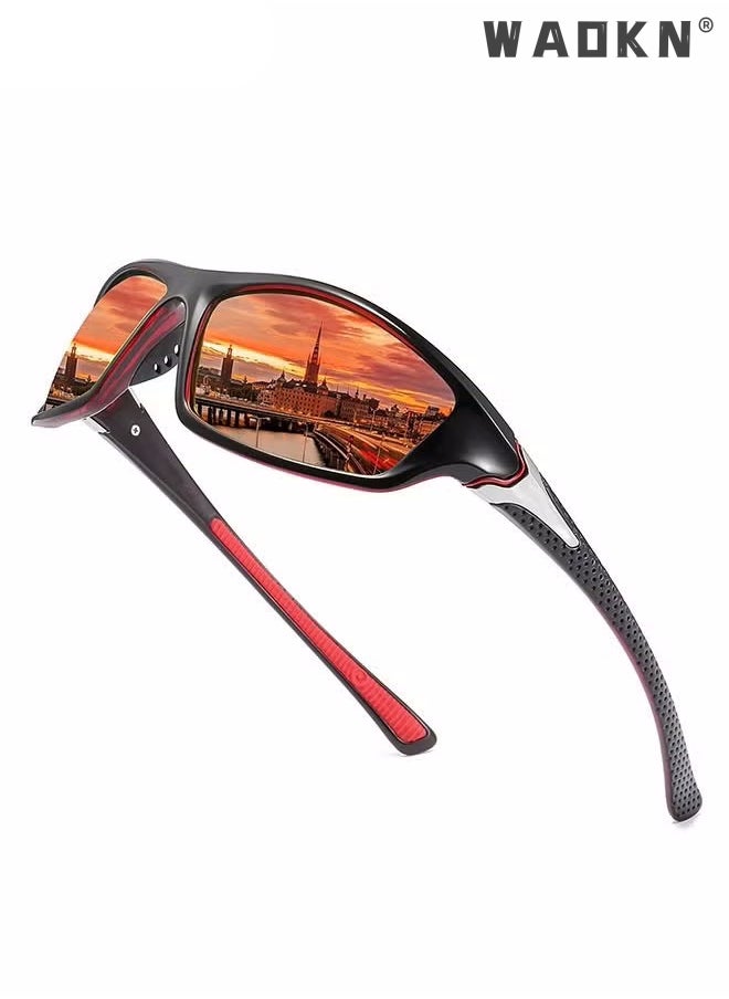 WAOKN Sports Polarized Sunglasses for Men Cycling Driving Fishing 100% UV Protection,Sports Trendy Sunglasses,for Men Womens Sunglasses Polarized UV Protection Non-Slip, for Driving Cycling Fishing Running  - Image 1