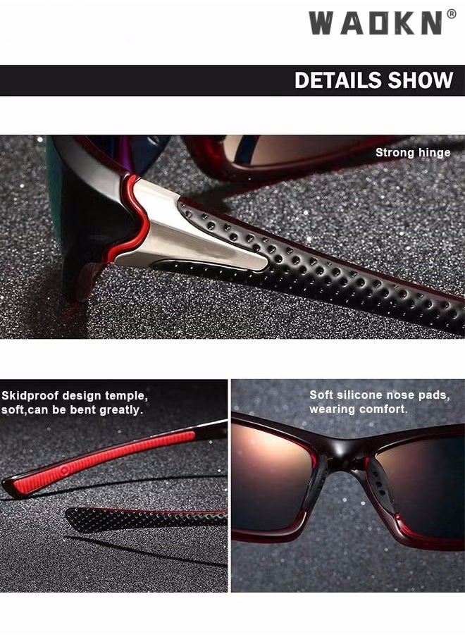 WAOKN Sports Polarized Sunglasses for Men Cycling Driving Fishing 100% UV Protection,Sports Trendy Sunglasses,for Men Womens Sunglasses Polarized UV Protection Non-Slip, for Driving Cycling Fishing Running  - Image 2