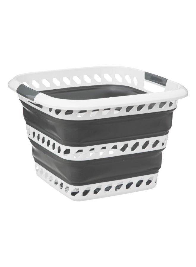 Five Simply Smart Foldable Laundry Basket White and Grey 40 L 186192 - Image 1