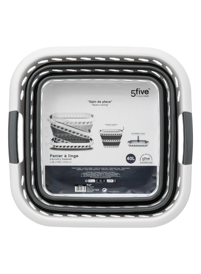 Five Simply Smart Foldable Laundry Basket White and Grey 40 L 186192 - Image 4