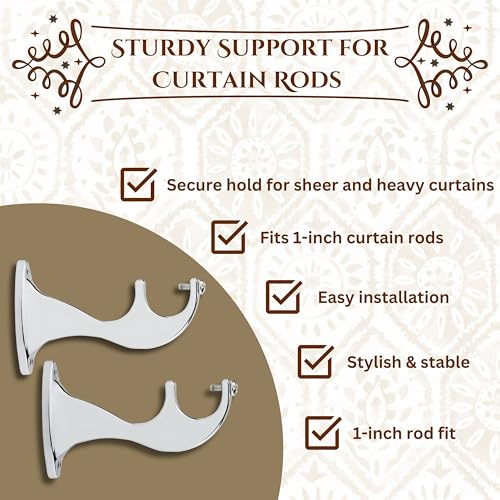 GLOXY Swan Bird Shape Curtain Brackets - Decorative Curtain Rod Holder - Curtain Holder with Wall Fittings, Screws, and Strong Support for Wall Decoration Items for Hall(Silver, 2 - Pairs) - Image 3