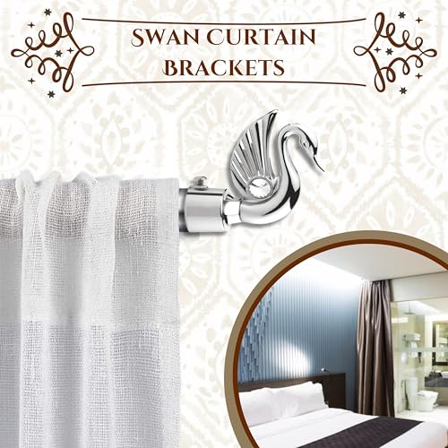 GLOXY Swan Bird Shape Curtain Brackets - Decorative Curtain Rod Holder - Curtain Holder with Wall Fittings, Screws, and Strong Support for Wall Decoration Items for Hall(Silver, 2 - Pairs) - Image 5