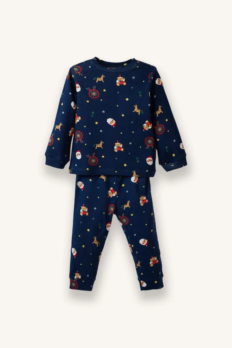 ديفاكتو Baby Boy Christmas Themed Top Bottom 2 Piece Pajama Set
