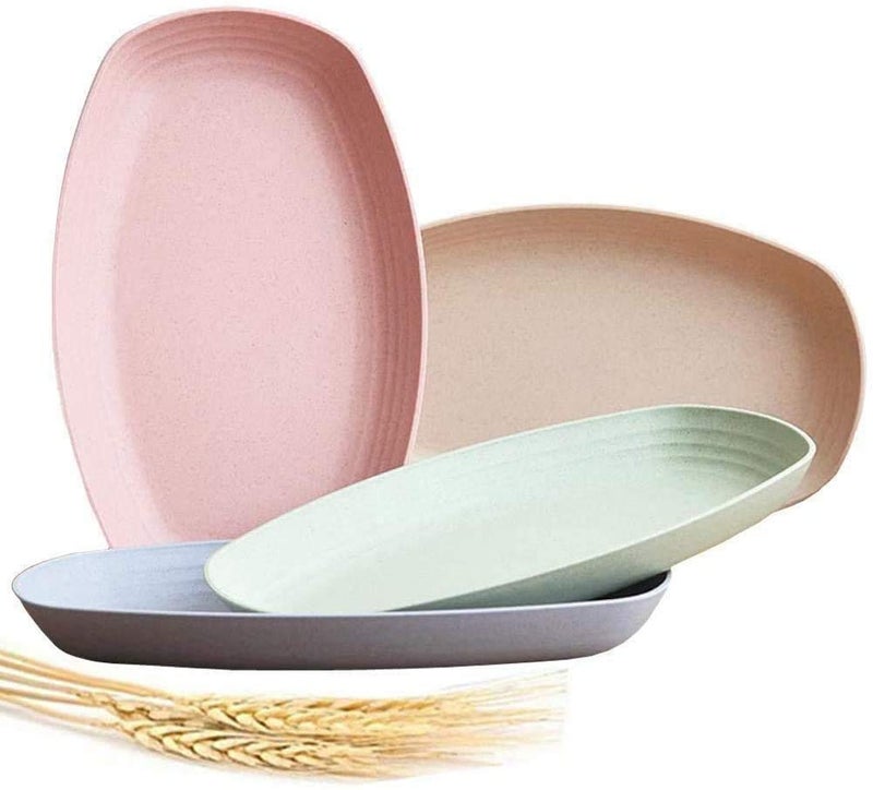 shopwithgreen Lightweight Wheat Straw Plates  4 Pack 118 Unbreakable Sturdy Plastic Dinner Plates Dishwasher  Microwave Safe Plates Set BPA Free NonToxic