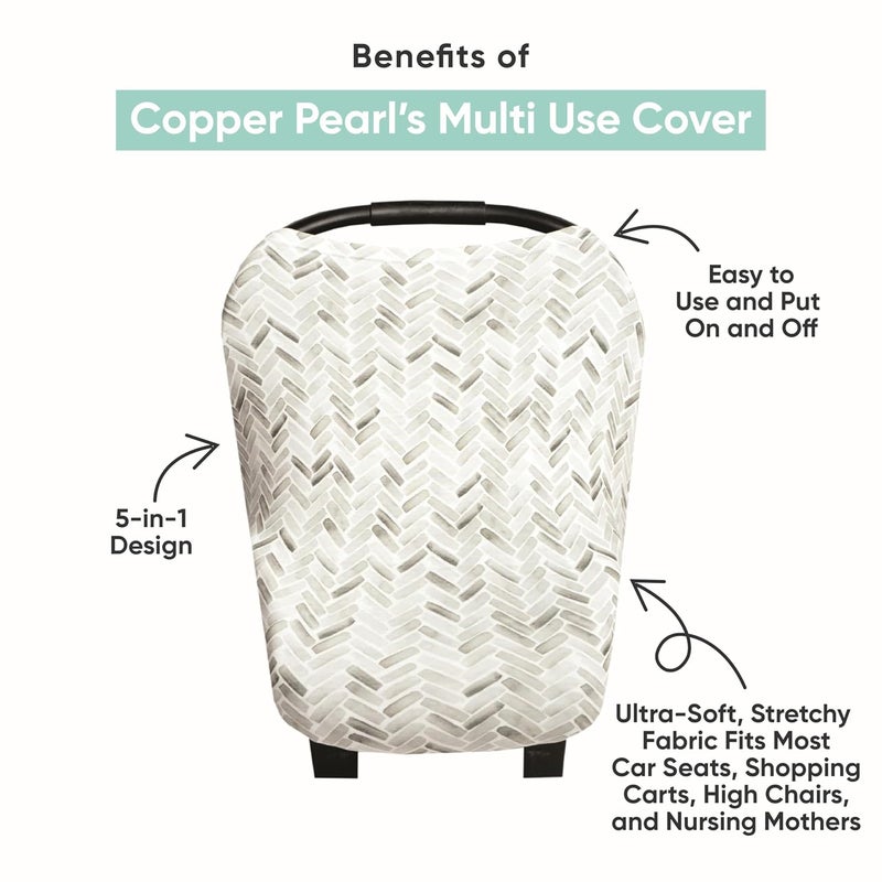 Copper Pearl غطاء متعدد الاستخدامات من جو كوبر بيرل لمقعد السيارة ورضاعة الأطفال وعربة الأطفال قماش مرن بتصاميم أنيقة لجميع المواسم وسهولة الوصول للأمهات - Image 3