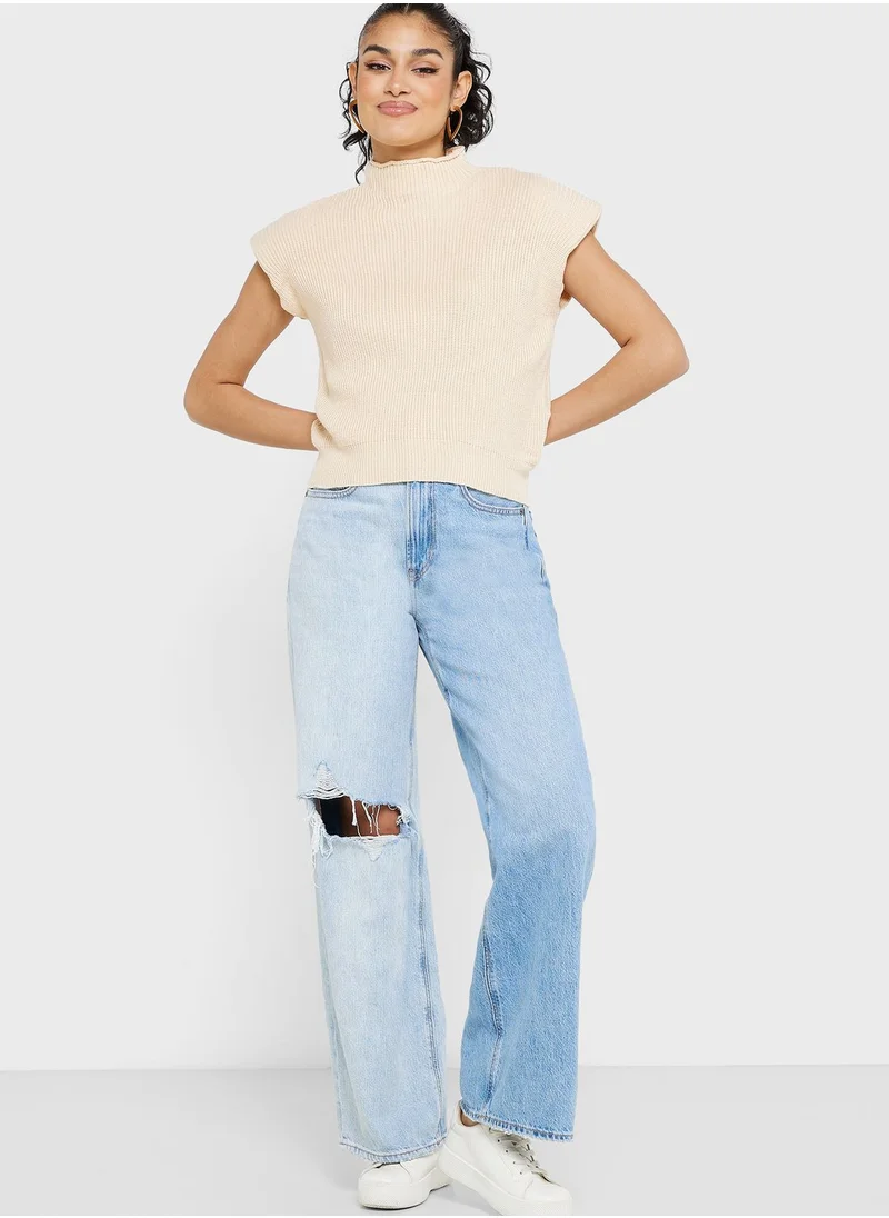 ELLA Extended Shoulder High Neck Sweater