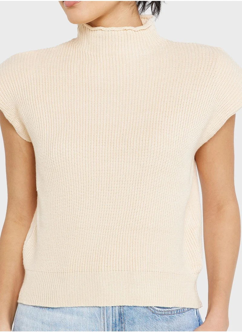 ELLA Extended Shoulder High Neck Sweater