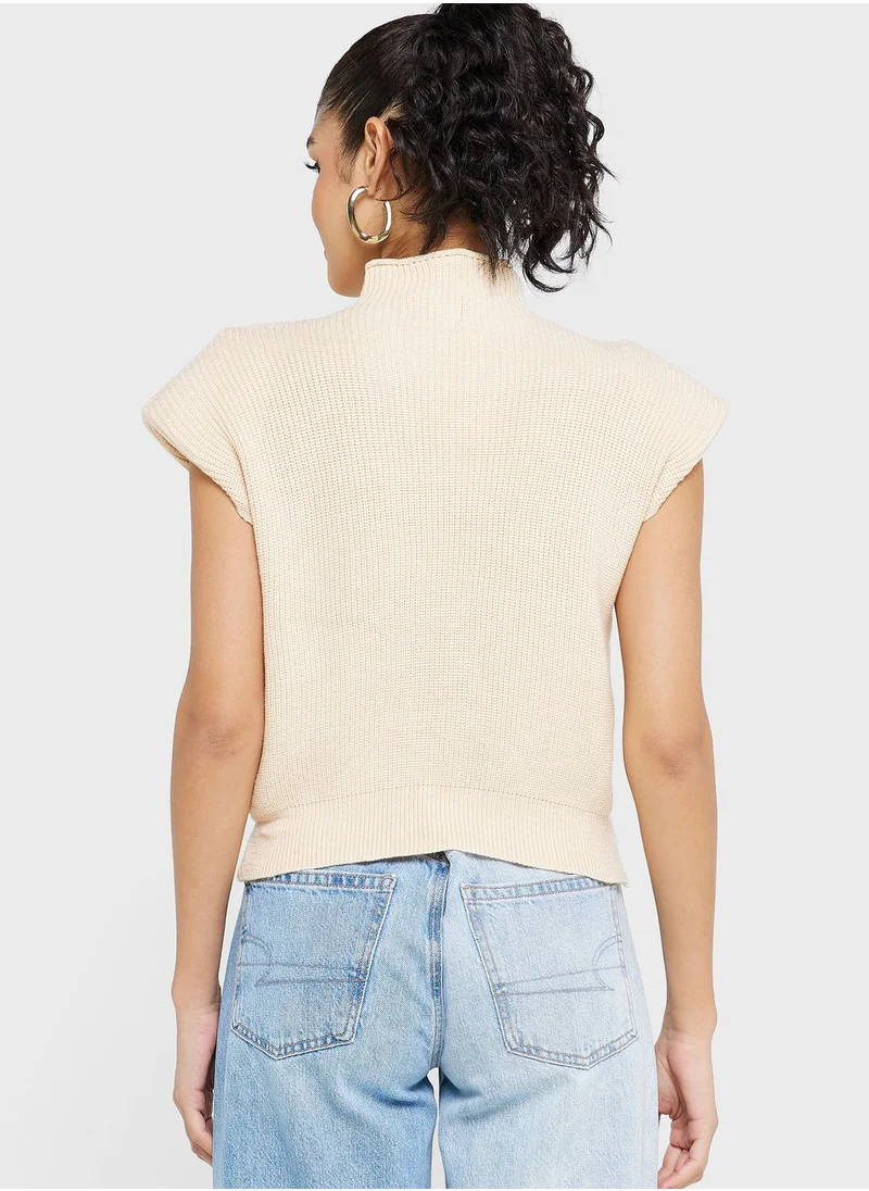 ELLA Extended Shoulder High Neck Sweater