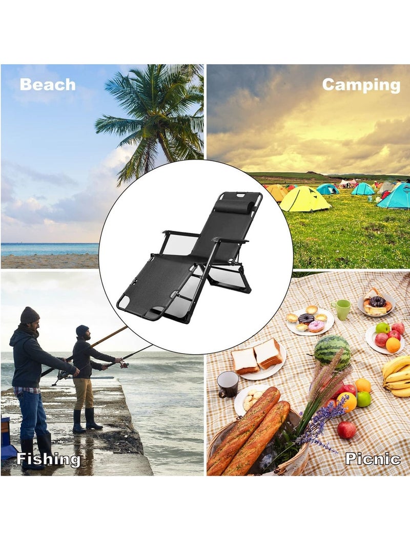 VUCATIN Adjustable Zero Gravity Folding Recliner Chair With Adjustable Headrest, Beach Chair For Camping, Picnic, Pool, Beach, Backyard (Black) - Image 5