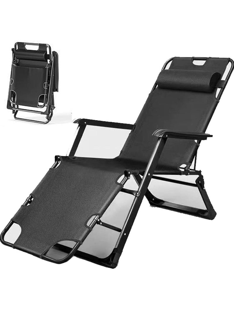VUCATIN Adjustable Zero Gravity Folding Recliner Chair With Adjustable Headrest, Beach Chair For Camping, Picnic, Pool, Beach, Backyard (Black) - Image 1