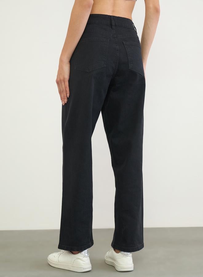 Styli Mid Rise Enzyme Washed Barrel Fit Jeans - Image 4