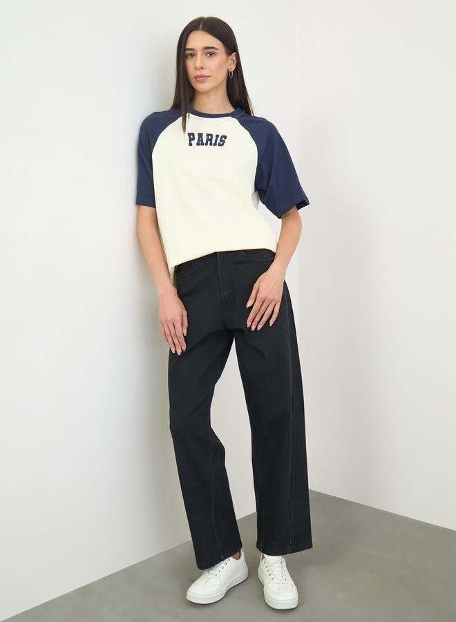 Styli Mid Rise Enzyme Washed Barrel Fit Jeans - Image 1