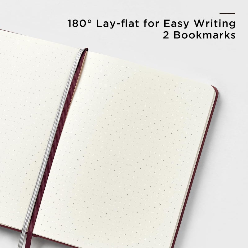 ⩓ Per Se Dotted Journal Notebook A5 غلاف مقوى من الجلد مجلة منقط 160 صفحة ورق سميك 100 جرام لكل متر مربع 3 أوراق من الملصقات متضمنة - 5.7 بوصة × 8 بوصة (أحمر داكن) - Image 3