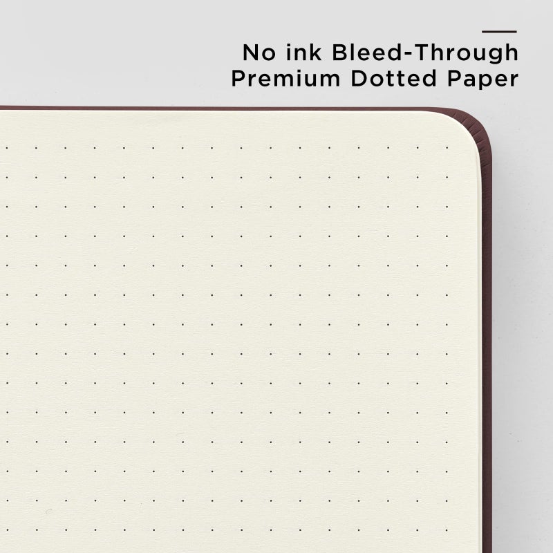 ⩓ Per Se Dotted Journal Notebook A5 غلاف مقوى من الجلد مجلة منقط 160 صفحة ورق سميك 100 جرام لكل متر مربع 3 أوراق من الملصقات متضمنة - 5.7 بوصة × 8 بوصة (أحمر داكن) - Image 5