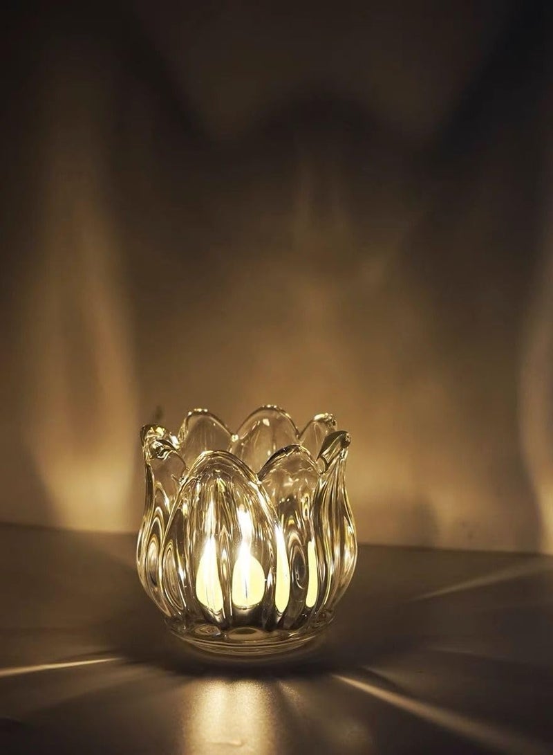 LED Night Lights Electronic Candle Shape Honeycomb Crystal Table Lamp for Wedding Room Christmas Decor Romantic Atmosphere Lighting - 4 Pieces  - Image 3