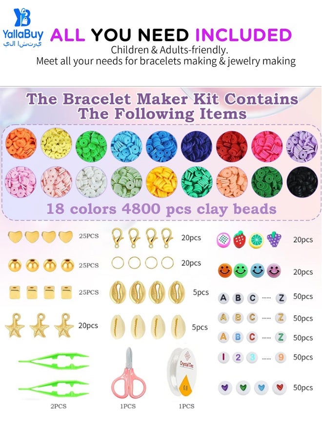YallaBuy Bracelet Making Kit - Jewelry Making Supplies with Alphabet Letter Beads A-Z & 18 Colors Small Pony Beads for DIY Crafts & Gifts - Image 2