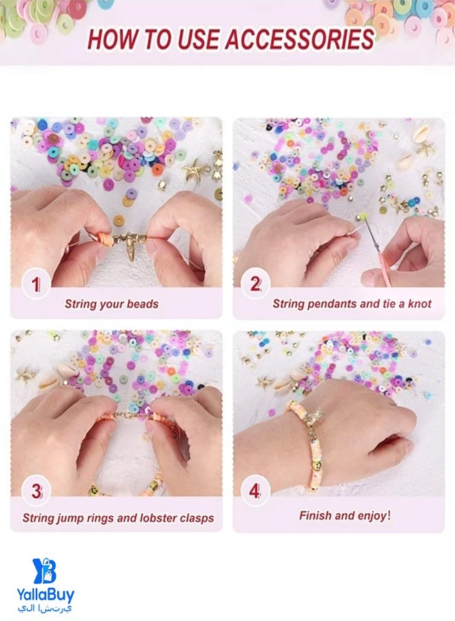 YallaBuy Bracelet Making Kit - Jewelry Making Supplies with Alphabet Letter Beads A-Z & 18 Colors Small Pony Beads for DIY Crafts & Gifts - Image 3