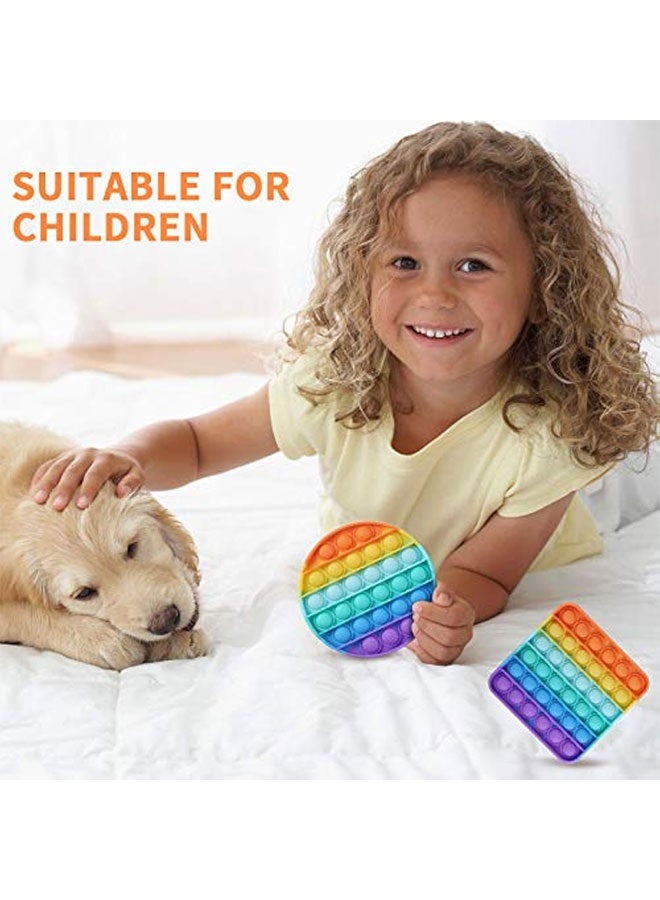 2 Packs Pop Fidget Sensory Toys, Autism Special Needs Stress Relief Silicone Pressure Relieving, Round and Square Squeeze Toys for Kids Children Adults (Set of 2) - Image 4