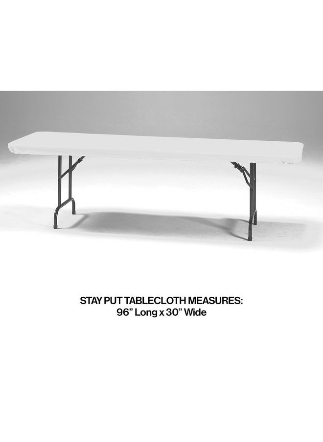 CREATIVE CONVERTING - Banquet Table Cover Plain Classic White Stay Put Tablecover One Size - Image 1