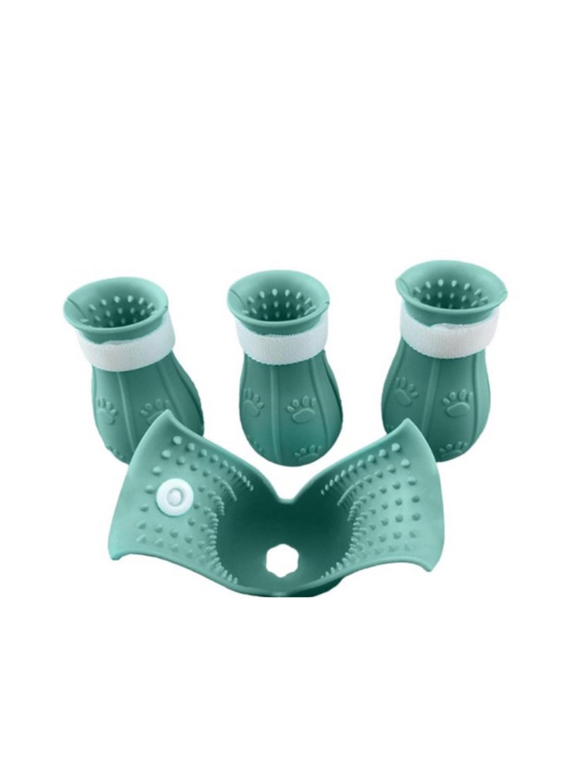 AM 4Pcs Pet Anti-Scratch Boots Silicone Bathing Foot Cover for Cats and Dogs, Adjustable Paw Protector Shoes For Home Bathing Shaving Checking Treatment