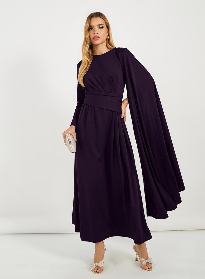Styli Drape Cape Sleeve A-Line Maxi Dress - Image 4