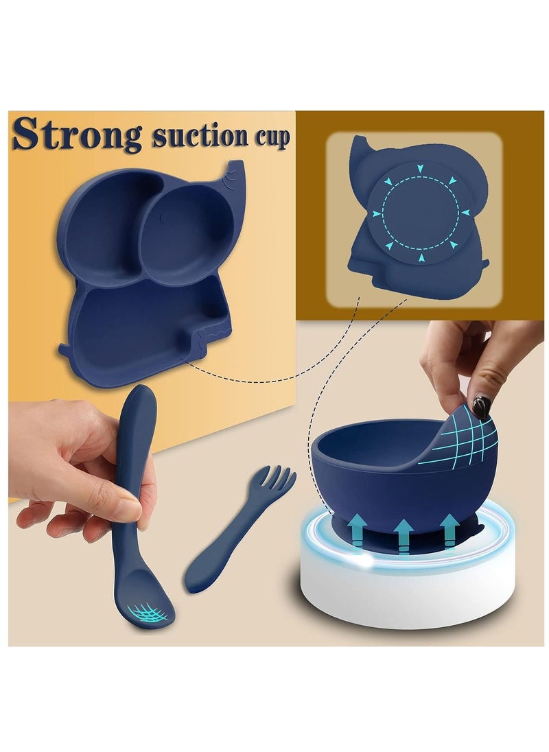 MissTiara - Baby Feeding Set,8 Pcs Silicone Baby Tableware Set Toddler Divider Plate & Bowl with Suction, BPA Free Baby Tableware Set with Adjustable Soft Silicone Bib & Utensils - Image 1