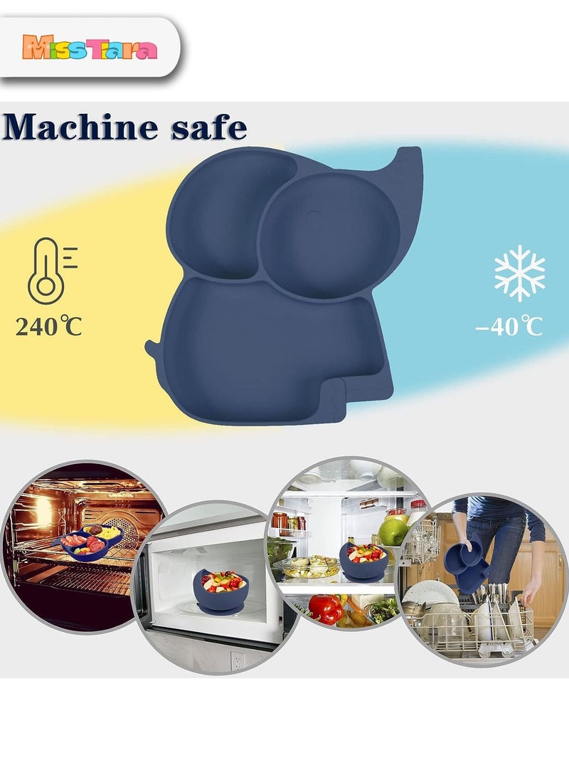 MissTiara - Baby Feeding Set,8 Pcs Silicone Baby Tableware Set Toddler Divider Plate & Bowl with Suction, BPA Free Baby Tableware Set with Adjustable Soft Silicone Bib & Utensils - Image 1