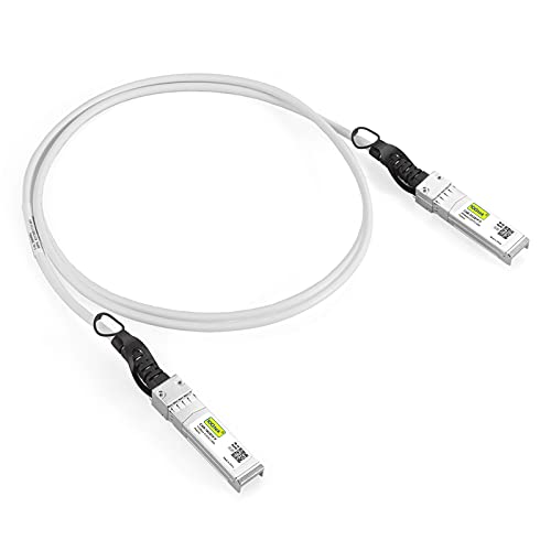 10Gtek [White Colored 10G SFP+ DAC Cable - Twinax SFP Cable for Cisco SFP-H10GB-CU0.5M, Ubiquiti UniFi, D-Link, Supermicro, Netgear, Mikrotik, Fortinet, 0.5-Meter(1.6ft) - Image 1