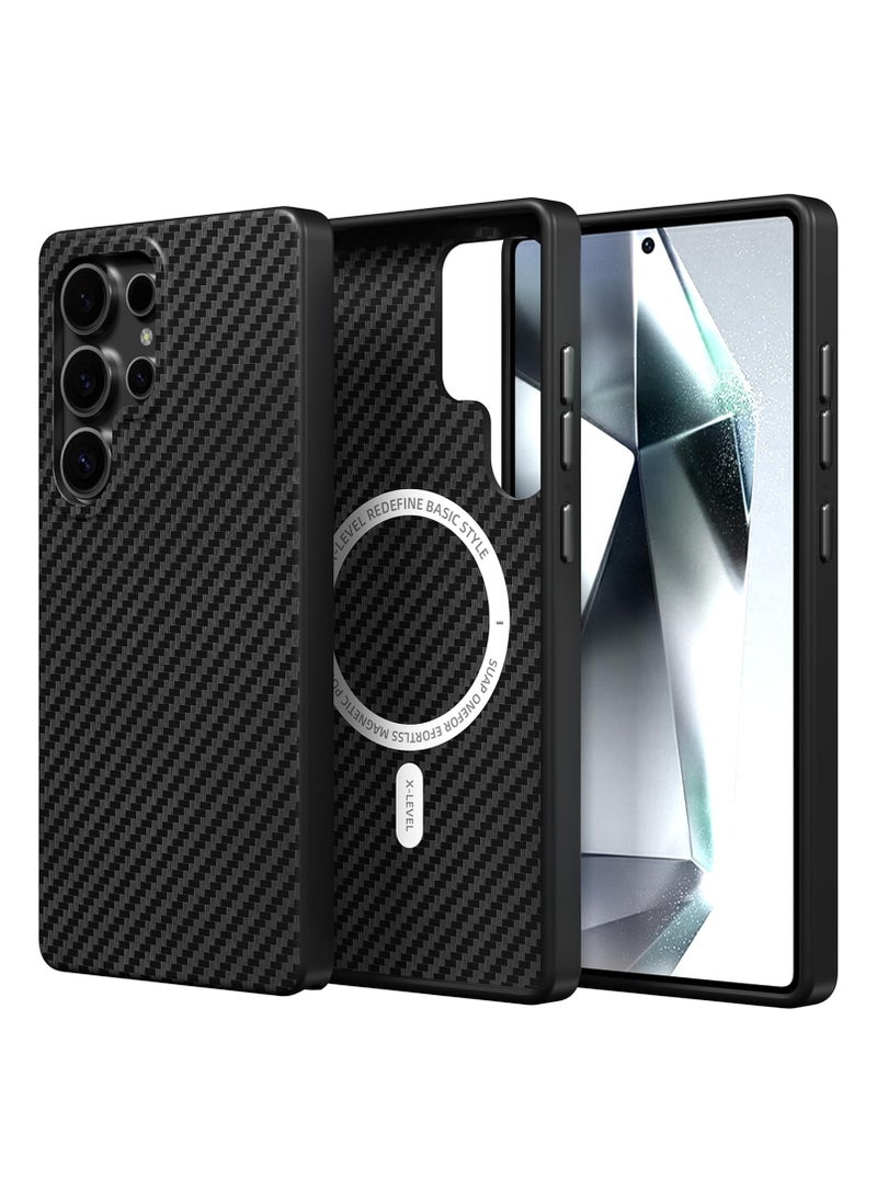 X-level - Magnetic Aramid Fiber Case for Samsung Galaxy S25 Ultra (2025), Slim & Lightweight Carbon Fiber Design, MagSafe-Compatible Durable Protective Cover - Image 1