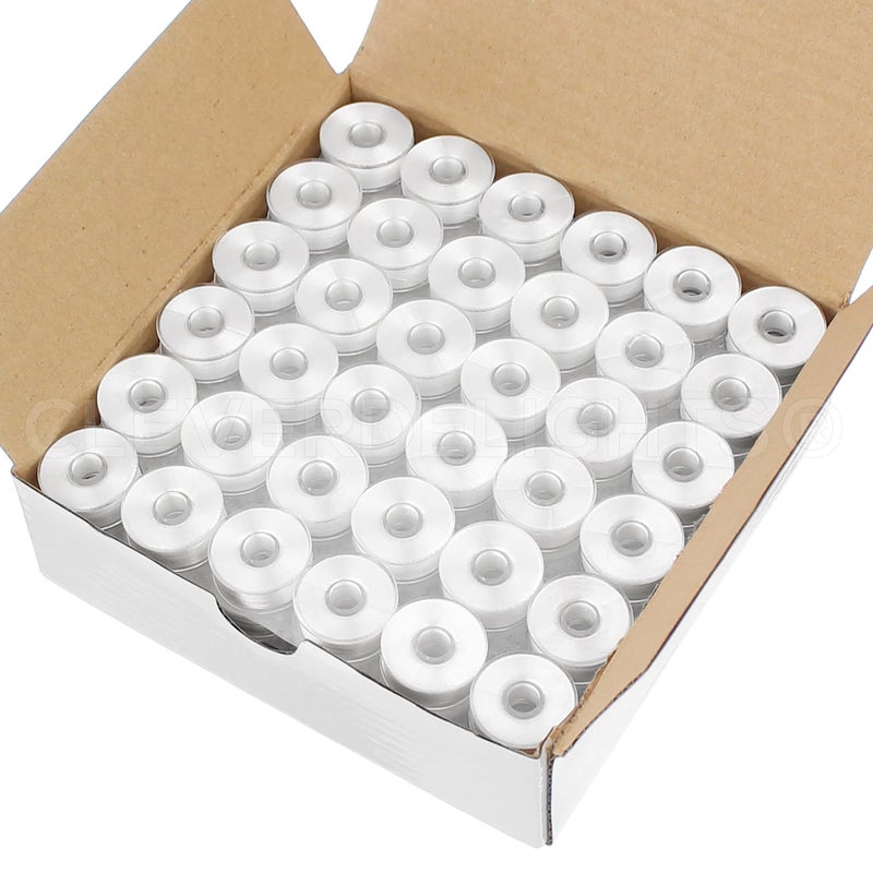 CleverDelights White Size L Prewound Bobbins  144 Pack  38 x 1316