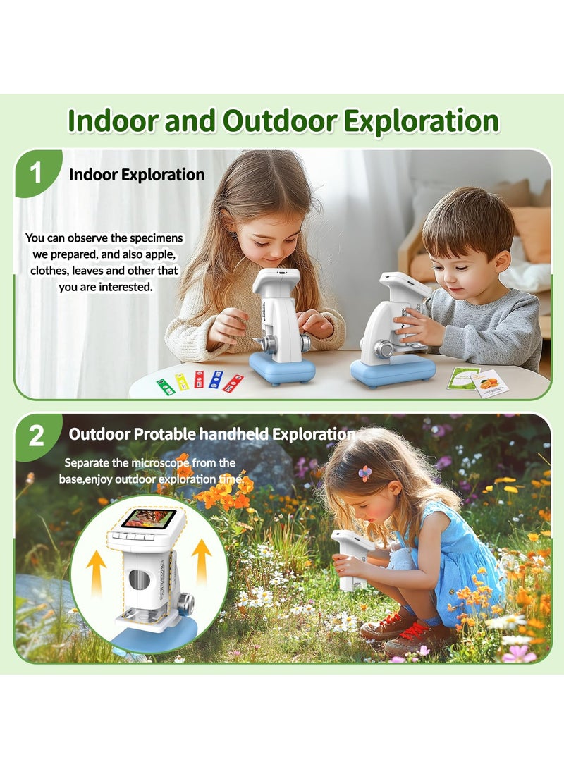 جوبيلين ميكروسكوب للأطفال، ميكروسكوب صغير محمول للأطفال 1200X ميكروسكوب جيب محمول للأطفال مزود بوظيفة التصوير والفيديو، ميكروسكوب رقمي صغير محمول باليد بشاشة رقمية 2 بوصة قابلة لإعادة الشحن، ميكروسكوب تعليمي علمي للأطفال 6-7 8-12 - Image 3