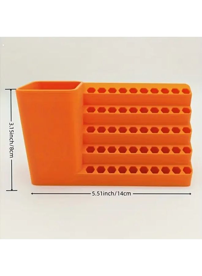 Orange 50 Hole Drill Bit Holder Organizer For 6 35mm Hex Shank Bits Tool Storage Box - Image 3
