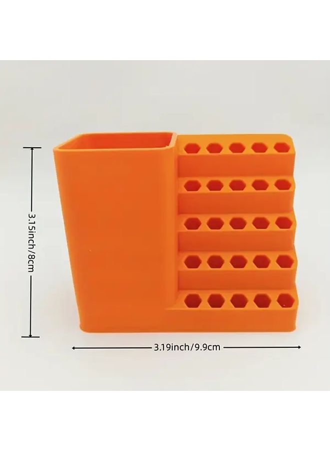 Orange 50 Hole Drill Bit Holder Organizer For 6 35mm Hex Shank Bits Tool Storage Box - Image 2