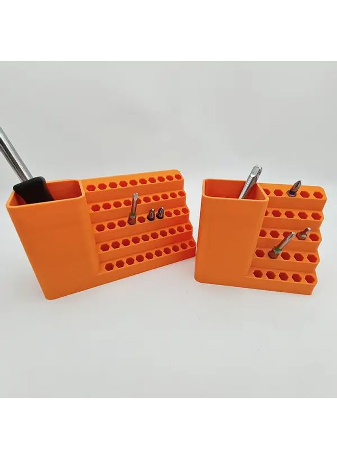 Orange 50 Hole Drill Bit Holder Organizer For 6 35mm Hex Shank Bits Tool Storage Box - Image 4