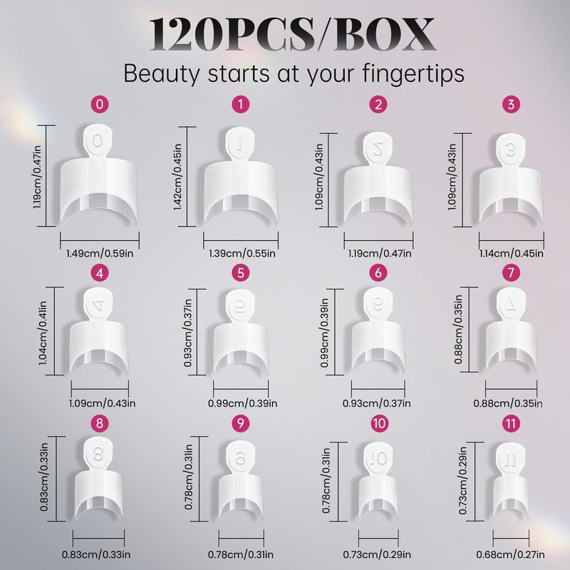 krofaue French Nail Tips - 120PCS Acrylic White Fake Nails Art Tips 12 Sizes Half Cover False Nails Wrap Edge Square Nails with Case for DIY Nail Extensions - Image 5
