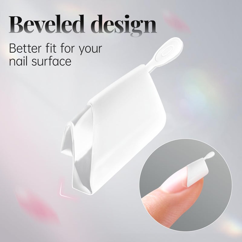 krofaue French Nail Tips - 120PCS Acrylic White Fake Nails Art Tips 12 Sizes Half Cover False Nails Wrap Edge Square Nails with Case for DIY Nail Extensions - Image 3