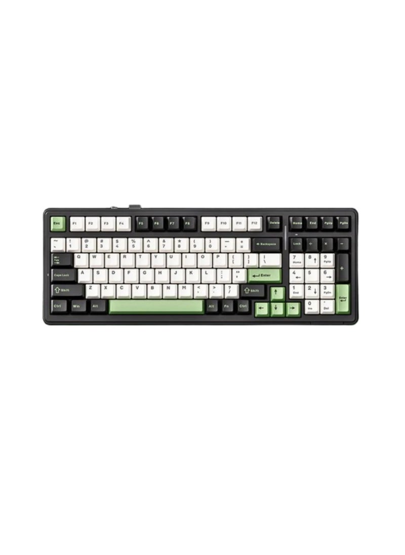 AULA F99 Customized Mechanical Keyboard 99 keys The 3 Mode Hot-swap Gasket Structure 8000mAh Battery (Black+Green)