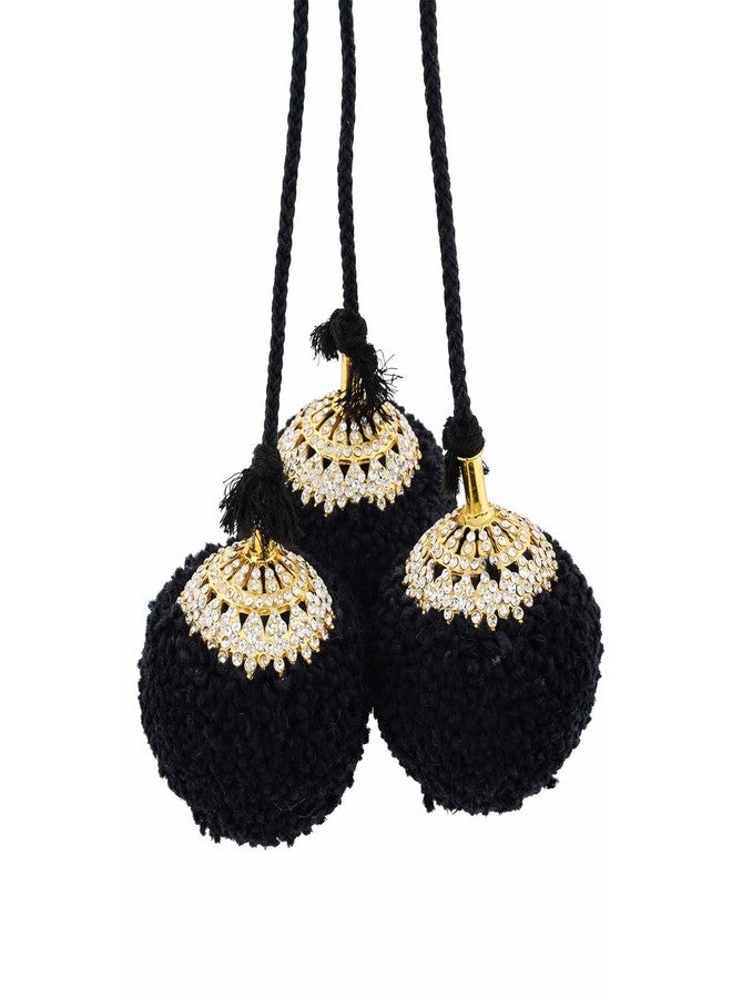 VAMA Fashions Indian Traditional Hair Kunjalam Jada Kupullu Dance Bharatanatyam Kuchipudi Kemp Ready Jadai Set Hair Jewellery For Wedding Women, Black - Image 1