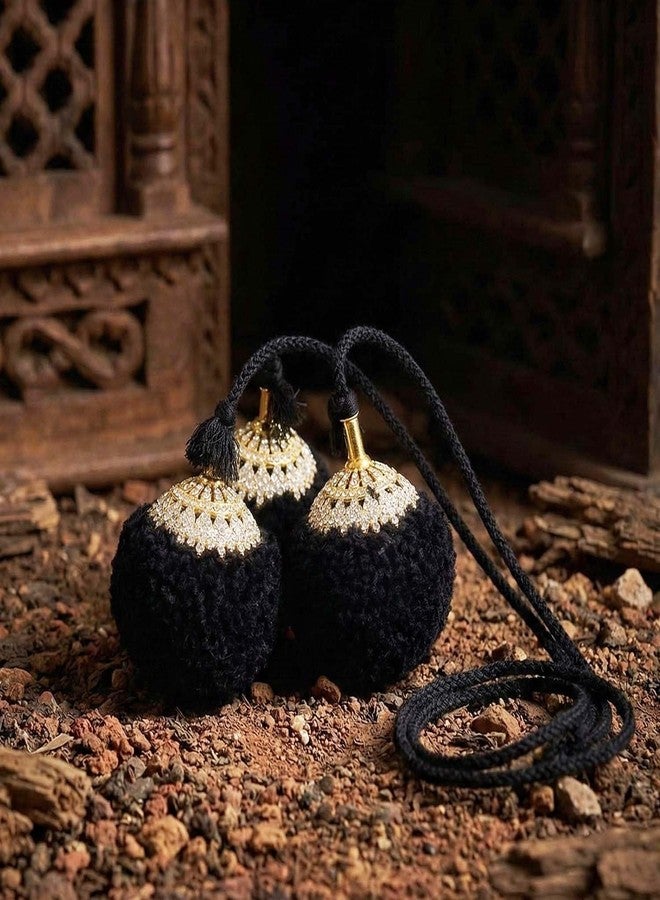 VAMA Fashions Indian Traditional Hair Kunjalam Jada Kupullu Dance Bharatanatyam Kuchipudi Kemp Ready Jadai Set Hair Jewellery For Wedding Women, Black - Image 5