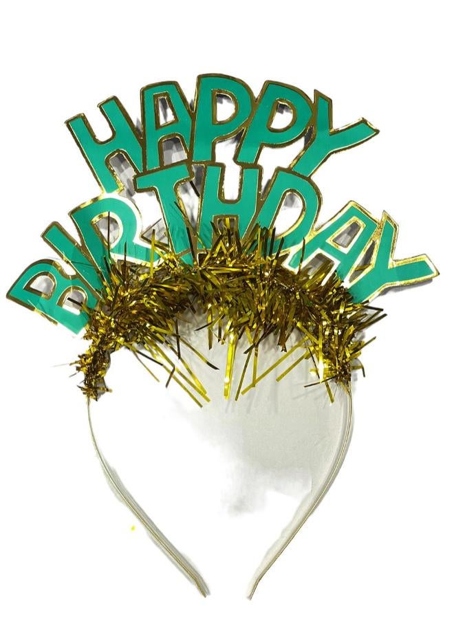 Happy Birthday Green X Gold Headband