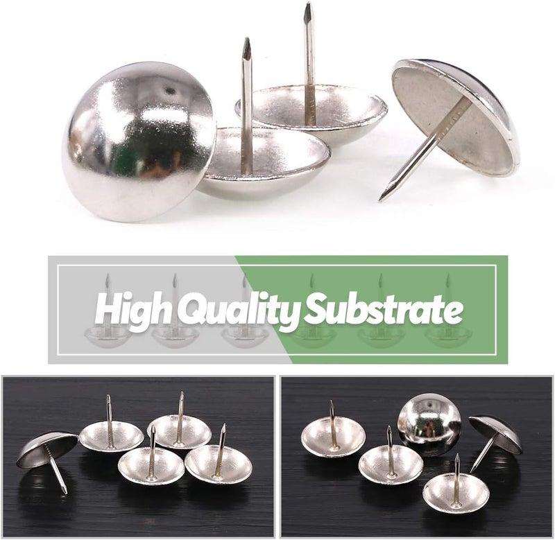 Keadic 100Pcs 1" (25mm) Antique Upholstery Tacks Furniture Nails Pins Assortment Kit for Upholstered Furniture Cork Board or DIY Projects - Silver - Image 5