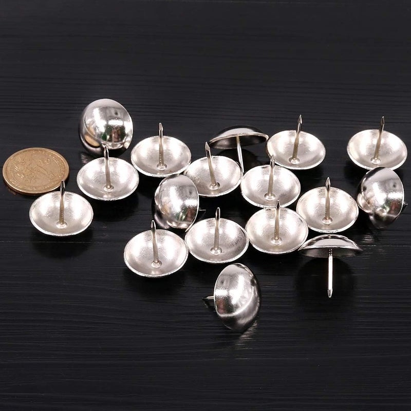 Keadic 100Pcs 1" (25mm) Antique Upholstery Tacks Furniture Nails Pins Assortment Kit for Upholstered Furniture Cork Board or DIY Projects - Silver - Image 3