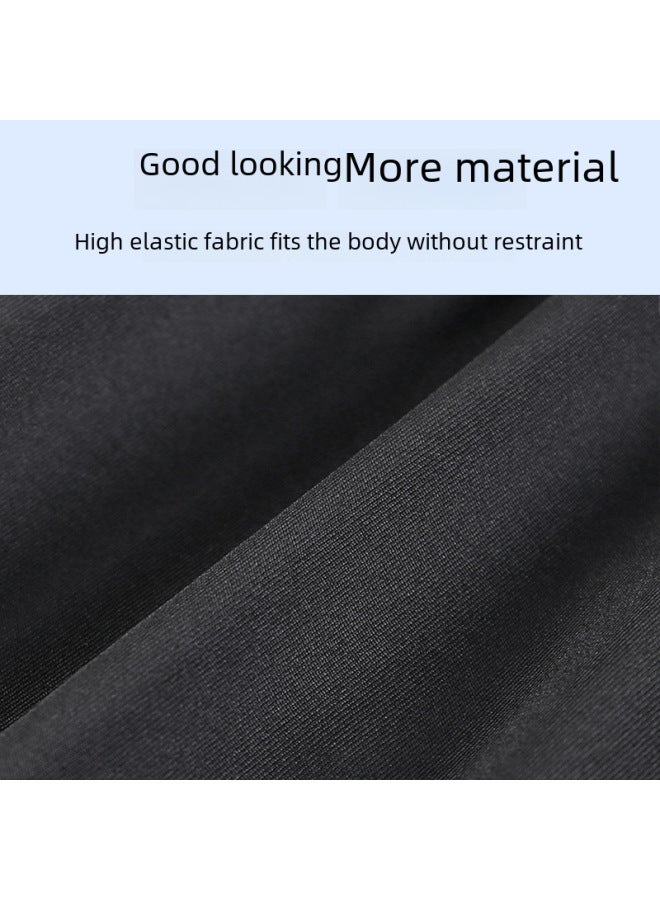 Loquat Swimming Trunks Men's Anti-embarrassment Double-layer Quick-drying Swimsuit Set Hot Springs Professional Swimming Lined Loose Swimsuit For Boys-Color:Black And Blue Two-piece Beach Surfing Swimming】- - Image 4