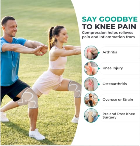 Modvel Compression Knee Brace for Women & Men - 2 Pack Knee Brace for Women Running Knee Pain, Knee Support Compression Sleeve, Workout Sports Knee Braces for Meniscus Tear ACL & Arthritis Pain Relief - Image 2